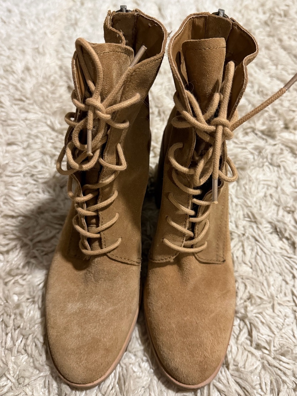 Dolce Vita Tan Suede Lace Up Ankle Boots Size 8